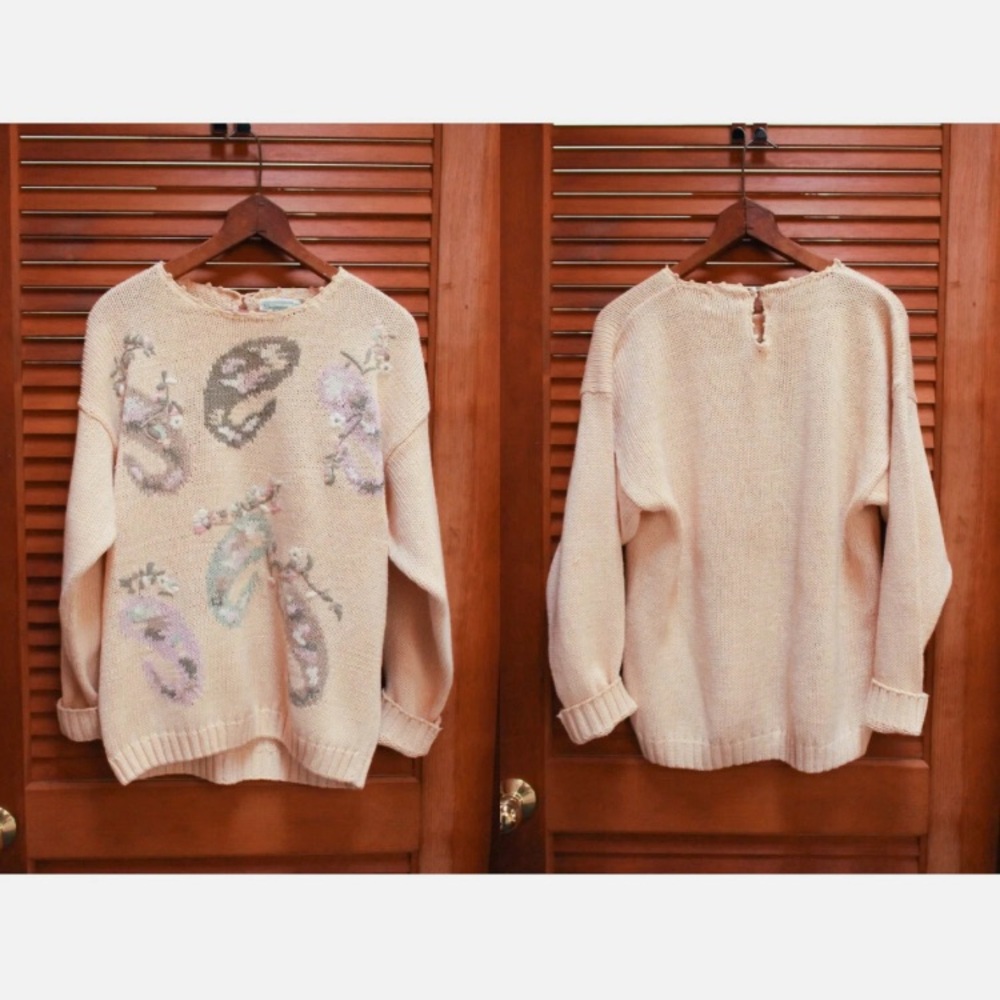 Vintage 1990s Sweater, Shenanigans Sweater, Vintage Paisley, 90s Knit Sweater M